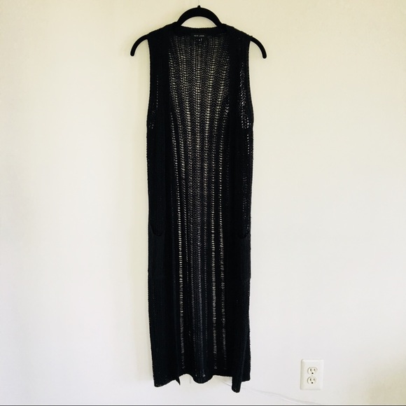 NEW LOOK  Longline Knitted Black Festival Vest - Picture 4 of 8